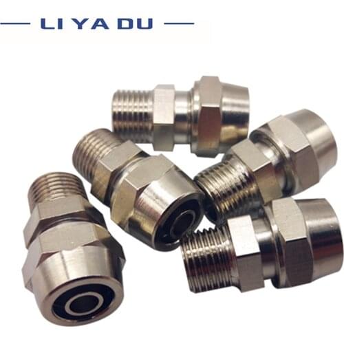 10pcs Pneumatic Components Trachea Quick Screw Connector Copper Pc4 6 8mm Fittings Pc4 6 8-m5/m6/m8/m10/01/02 Tube M5 M6 1/8 1/4