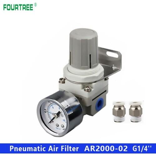 Pneumatic Air Filter AR2000-02 G1/4'' Control Compressor Pump Gas Regulating Regulator Treatment Unit Swith Gauge Adjustable SMC