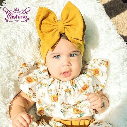 Nishine Toddler Double Layer Handmade Bowknot Elastic Wide Hairband Fashion Princess Headband Clothing Decoration Birthday Gifts
