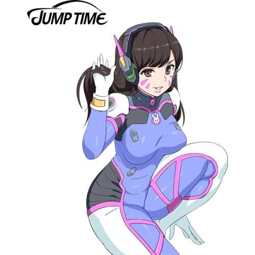JumpTime 13cm x8.47cm Sexy Graphics For Overwatch D.Va (Hana Song) Game Character Car Stickers and Decals Vinyl JDM Bumper Decal