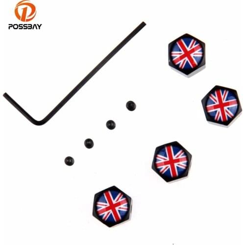 POSSBAY Anti Theft Lock Car Wheel Tyre Tire Valve Stem Air Caps Russian/US/England/German/Italy/France/Turkey Flap Dust Covers