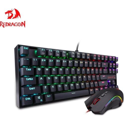 Redragonk552rgb-ba Keyboard and Mouse Set Mechanical Gaming keyboard and mouse combo wired RGB LED for 60% of Windows PC players