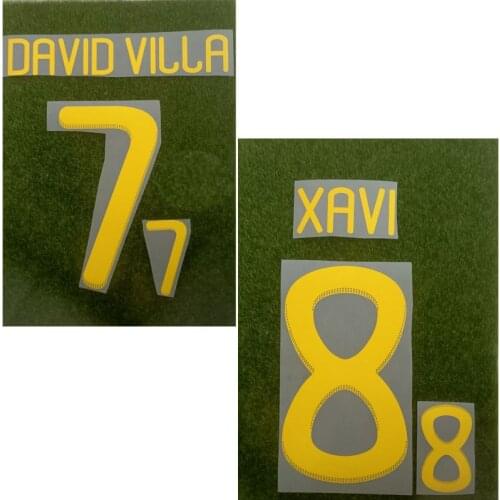Retro 2010 Spain #8 Xavi Nameset #7 David Villa #9 Torres Printing Soccer Patch Badge