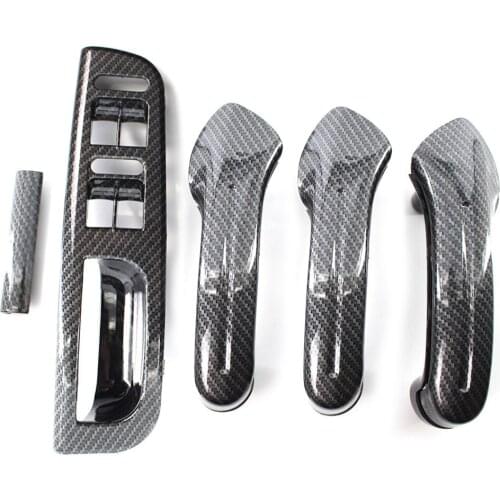 RHD Carbon Fiber Style Set Interior Door Grab Handle Cover Trim Fit For VW Golf MK4 1998-2005