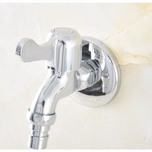 Garden faucet tap Polished Chrome Finish Bathroom Wall Mount Washing Machine Water Faucet Taps zav167