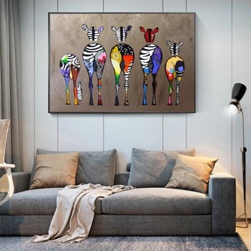 SELFLESSLY ART Abstract Zebra Paintings On The Wall Canvas Prints Colorful Animals Animals Posters Pictures For Living Room