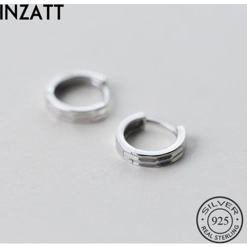 INZATT Solid Sterling Silver Minimalist Geometric Round OL Hoop Earrings Accessories For Women Fashion Jewelry Accessories Gift