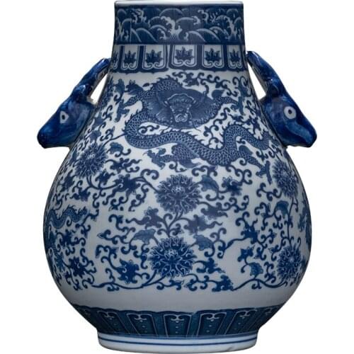 Blue And White Porcelain Vases, Jingdezhen Antique Chinese Decorations, Home Living Room, Antique Flower Arranging