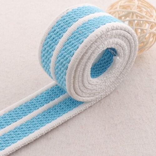 38mm Sky Blue White Striped Webbing Ribbon Twill White Bag Purse Straps Totes Belts Tape Bag Handle 1 1/2"