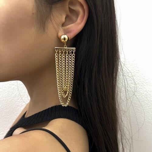 TARCLIY New Geometric Metal Multilayer Chain Tassel Dangle Earrings Simple Popular CCB Earring Women Trends Alloy Jewelry 2021