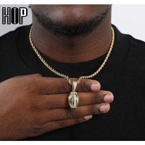 Hip Hop Bling CZ Football Soccer Iced Out Cubic Zircon Necklaces & Pendants For Men Jewelry Charm Tennis Chain