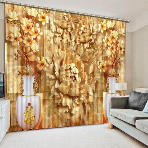 High quality custom Print 3D Blackout Curtains For Living room Magnolia flower curtains