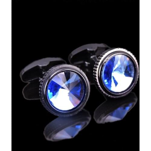 As high quality crystal Cufflinks brand new fashion jewelry brand gun black Cufflinks mens Wedding Shirt badge pin gift