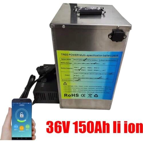 36V 150Ah lithium ion battery pack with BMS for solar andwind power energy storage equipment sightseeing cars EV boat+10Acharger