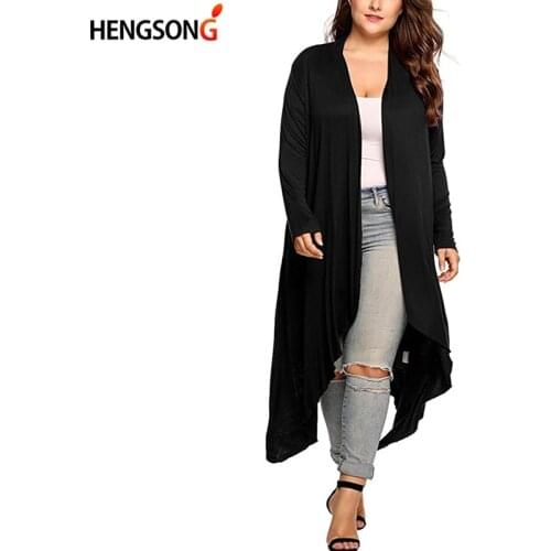 Womens Clothing Solid Color Long Sleeve Outfits Irregular Cardigan Female Coat Spring Autumn Thin Long Jacket Large Size Coat