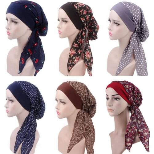 Womens Chemo Hat Turban Head Scarves Pre-Tied Headwear Bandana Elastic Band Soft