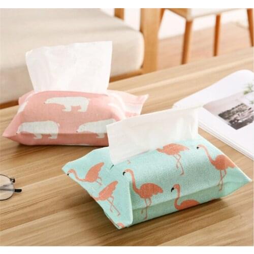 1 PCS Various Cute Cartoon Tissue Box Napkin Paper Container Portable Napkin Case Cotton And Linen Home Decoration Paper