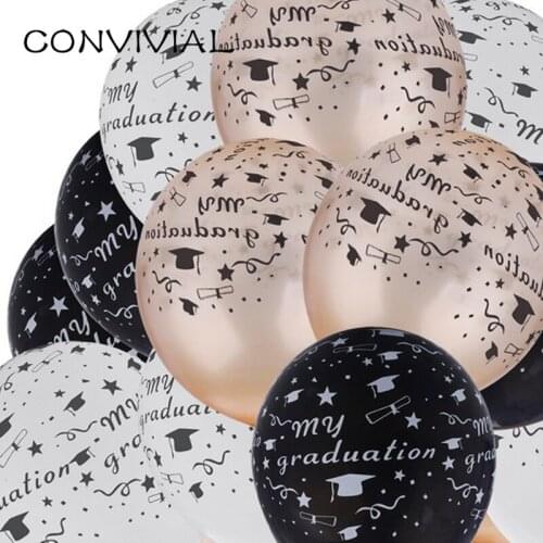 10Pcs/lot Graduation Latex Balloon Decoration 12Inch 3.3g Black Gold White Mix Color Balon Graduation Party Supplies PA137