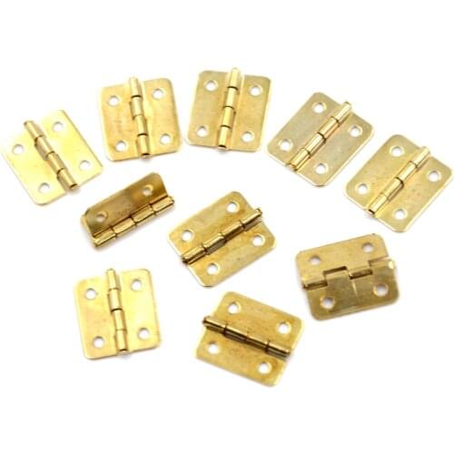 10Pcs Kitchen Cabinet Door Hinges Furniture Accessories 4 Holes Gold Drawer Hinges for Jewelry Boxes Furniture Fittings 18x16mm