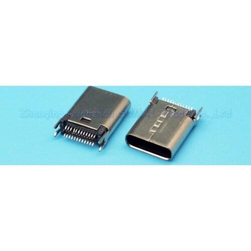 10pcs USB 3.1 TYPE-C Female Socket 180 Degree Vertical 2 fixed foot Harpoon