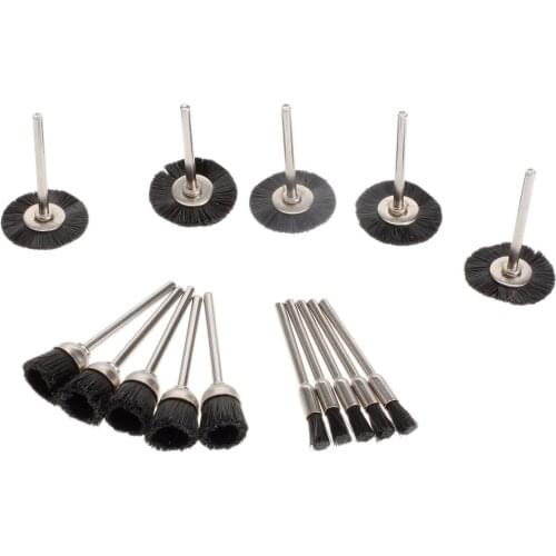 15Pcs Dremel Accessories Steel Wire Wheel Brushes Polishing Buffing Wheel Grinding Deburring Brushes Set for Metal Mini Drill