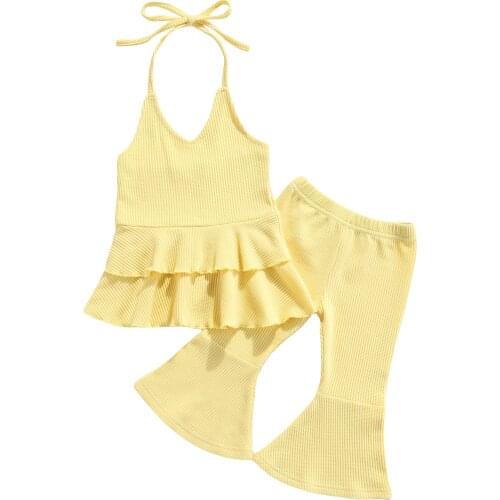 0-5Yrs Children Girls Clothes Outfits Babies Halter Tops Floral Pants 2Pcs Summer Girls Clothing Suits