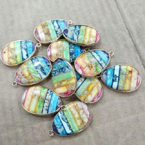 2PCS Fancy Women Pendants Nature Imperial Jasper Stone 20X30MM Teardrop Shape Lovely Bracelets Making Findings Free Shi