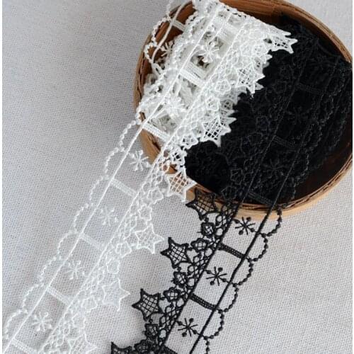 3 Meter White Black Wedding Flower Hollow-out Venice Lace Trim Water Soluble Lace Fabric Applique Sewing Trims Craft 3.5cm
