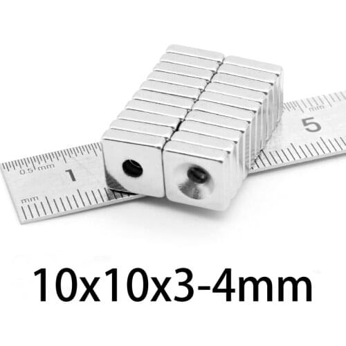 10-100pcs Permanent Quadrate Magnets Countersunk 10x10x3 Hole 5mm Neodymium Magnet 10x10x3mm-5mm Mini Strong Magnetic Magnets