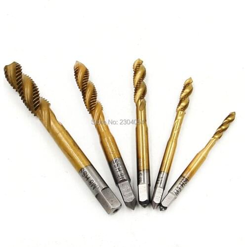 5PCS/Set HSS 4341 Hand Tap M3 M4 M5 M6 M8 Spiral Metric Right hand Thread Tap Drill M3-M8 0.5mm-1.25mm Pitch spiral flute tap