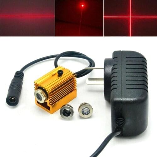 650nm 100mW Red Dot Line Cross Head Focusable Laser Diode Module with 5V Adapter Heatsink