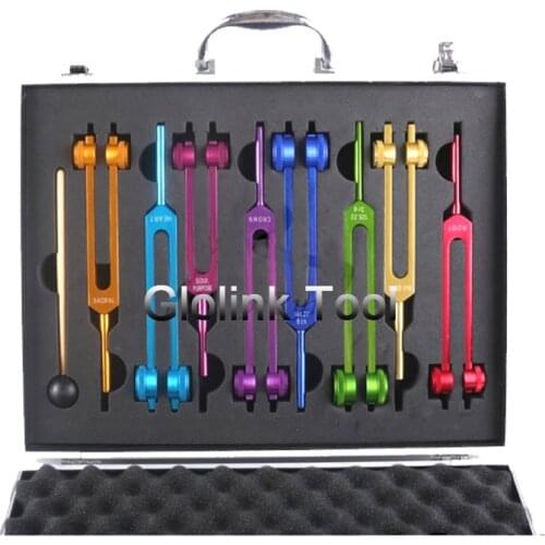 8pcs/set Indian Chakra Tuner Full Colored Chakra 8-Color Tuning Fork Set For Sound Healing Therapy