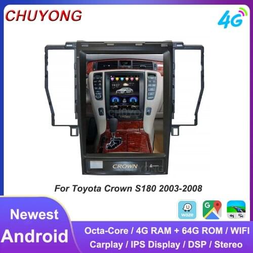 IPS Vertical Screen Tesla Style 10.4'' Android Car Radio For Toyota Crown 2003-2008 Multimedia Player 4G GPS Navigation