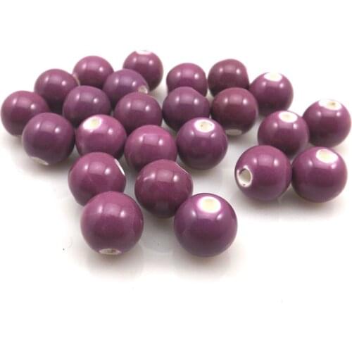 Free Shipping 10mm Purple Round Ceramic DIY Loose Beads (100pcs/Lot)