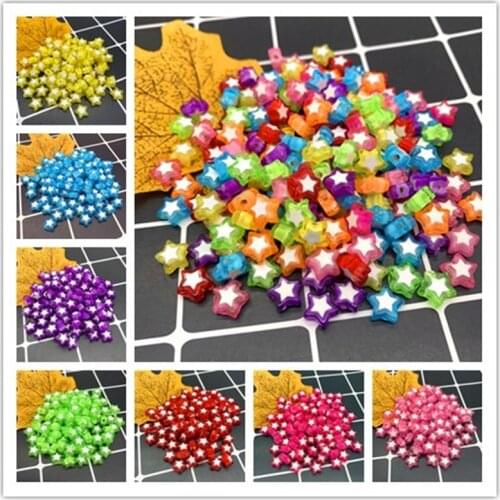 New 50pcs 9x9mm Pentagram Beads Acrylic Spacer Beads Fit DIYJewelry Making Bracelet Accessories