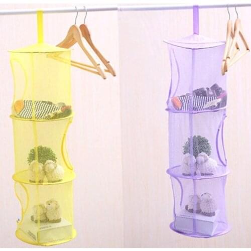 Household Layers Drying Net Drying Basket 3-Layer Windproof Folding Hanging Air-Cure Wet Clothes Holder for Bra Panty Baby Dryer