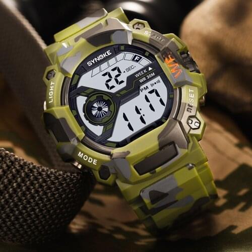 Mens Sport Digital Watches Army Green Big Dial Outdoor Luminous Electronic Led Watch Fashion Style Waterproof Clock For Male New