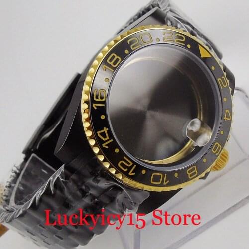 Gold Coated Men Watch Case + Jubilee Band Sapphire Glass Rotating Bezel Fit ETA 2836 MIYOTA Movement
