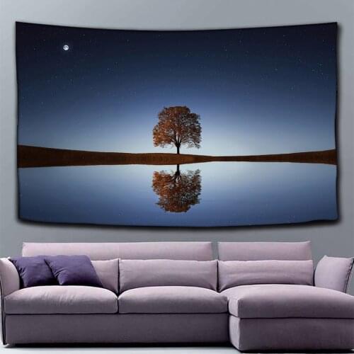 Tree Leaves Tapestry Wall Hanging Seaside Sunset Landscape Tapestries Yoga Beach Towel Bohemian Decor for Home