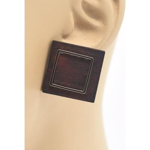 Wooden earrings, simple fashion, European and American fashion, the daily wear of banquets