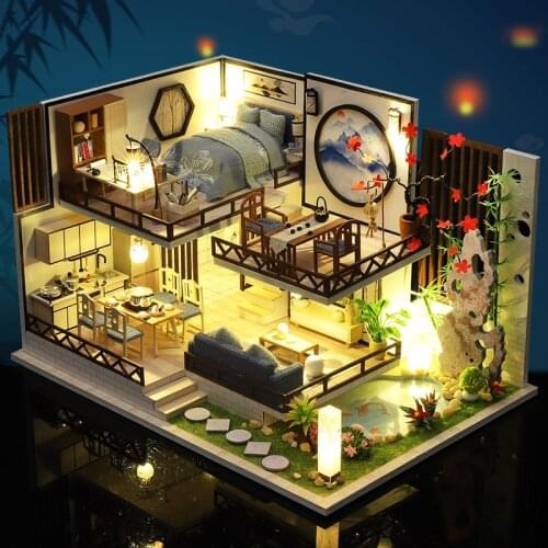 DIY Wooden Dollhouse Chinese 3D Doll Houses Miniature With Furniture Kit Creative Toys for Children Adult Christmas Gift Casa