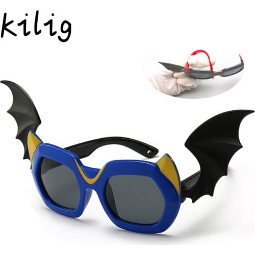 Kids Polarized Sunglasses Little Devil Retro Eyeglasses TR90 Safety Frame UV400 with Wing Glasses
