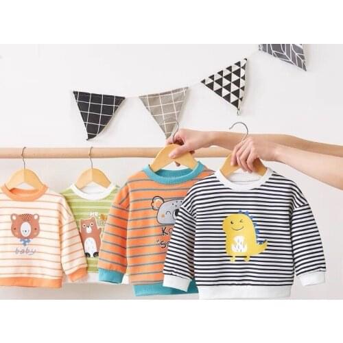 Infant Kids Baby Girls Boys Tops Hoodie Long Sleeve Cartoon Print T-shirts Casual Spring Autumn Childrens Sweater Clothing