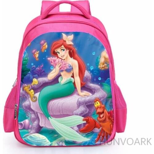Disney 16 Inch Little Mermaid Ariel Princess Backpack Kids Schoolbag Kindergarten Preschool Elementary School Backpacks