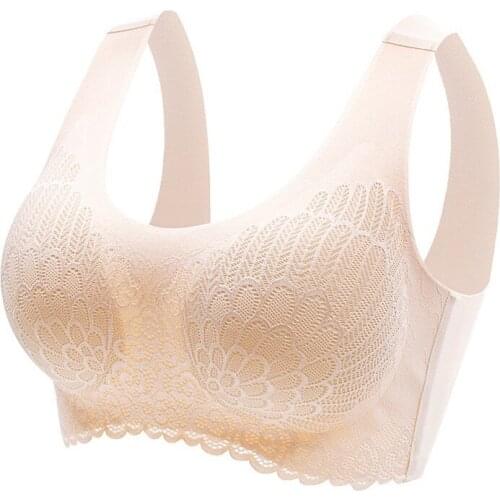 Women 5D Wireless Contour Bra Underwear Bra Vest Lace Breathable Tops Seamless for Sports Running Active Bras