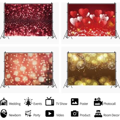 Firework Yellow Red Heart-shaped Spot Backdrops Artistic Photos Background Decorations for Gathering Party Photography Props