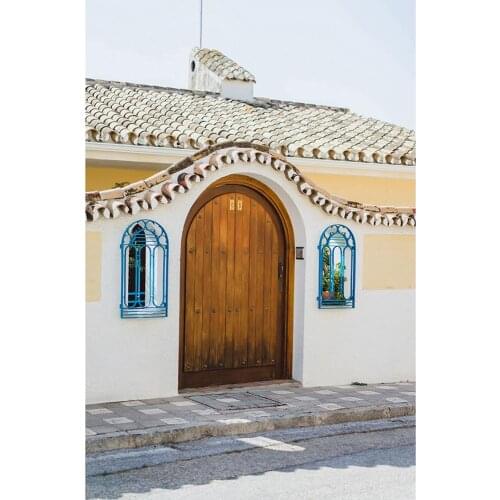 Arch Wooden Door Tiles Roof Photo Background Vinyl Cloth Backdrop Photography Props for Children Portrait Pet Baby Photoshoot