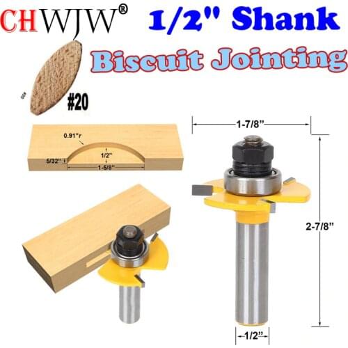 1 pc 1/2" Shank Biscuit #20 Slotting 5/32"x1/2" Joint Assembly Router Bit Wood Cutting Tool woodworking router bits- Chwjw 14182