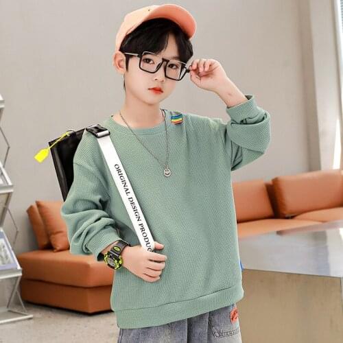 Spring Autumn Childrens Clothing Boys Long Sleeve T-shirt Kids O-neck Sweatshirt Childs Cotton Clothes Boy Solid T-shirts 4 6Y