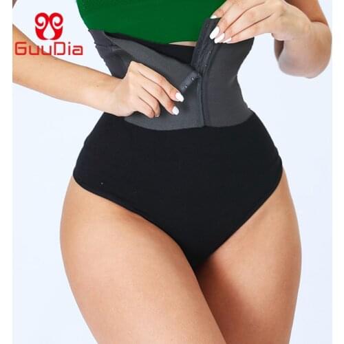 GUUDIA Women High Waist Seamless Body Shaper Briefs Firm Control Tummy Thong Shapewear Panties Girdle Underwear with Buckles